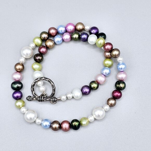 Genuine Pearl Bracelet Freshwater Double Wrap 925 Silver Clasp or Beaded Choker - Picture 8 of 9